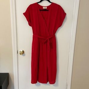 Red wrap style dress